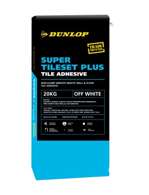 Dunlop Superlite sand-free tile adhesive in action in our latest